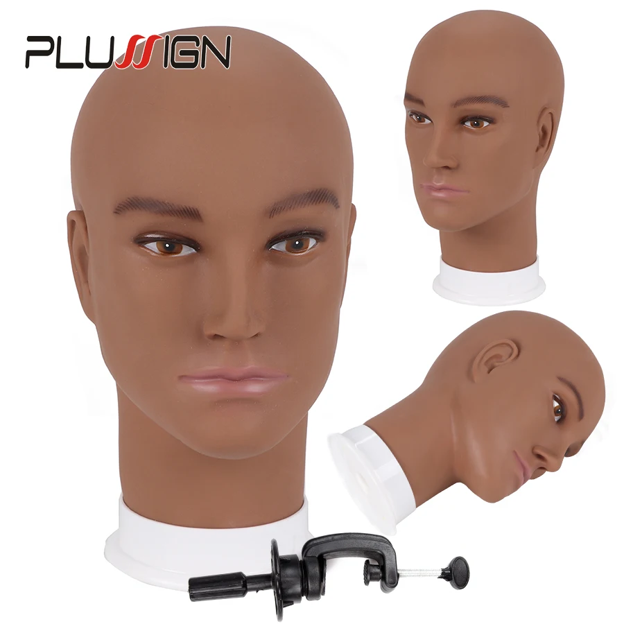 Plussign Pvc Mannequin Head Model Foam Wig Head Display With Base Eyelash Makeup Practice Training Manikin Bald Head Model