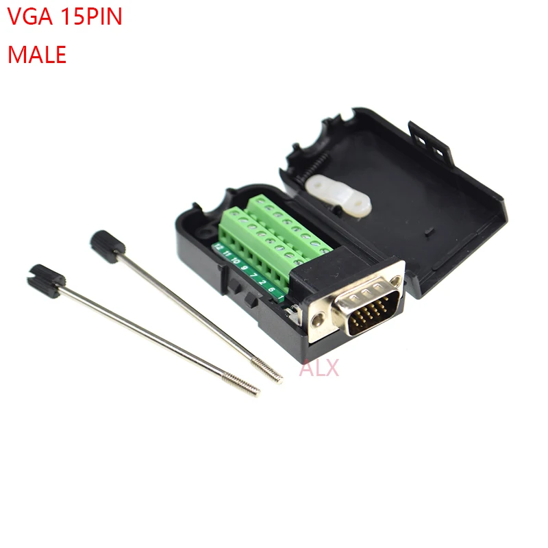 VGA VGA15 DB15 15 контактный 3 рядный Штекерный разъем к винтовой клемме адаптер с Черной