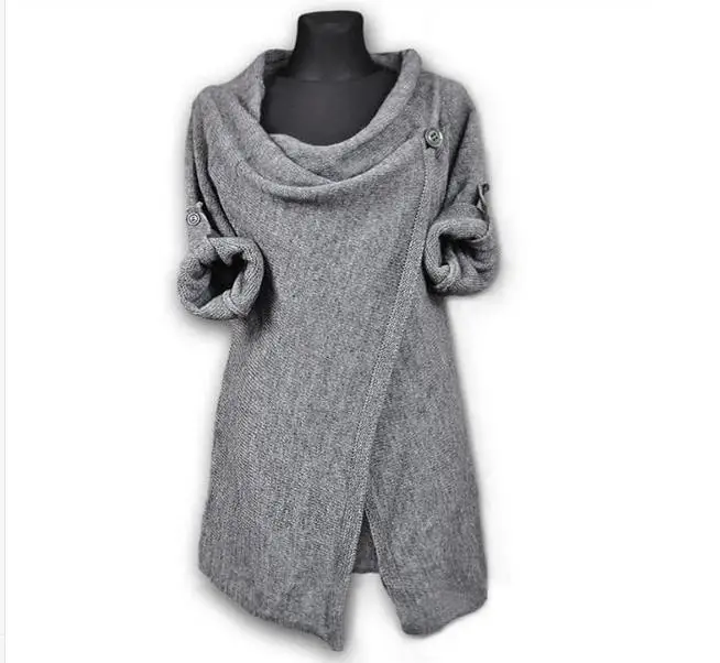 Кардиган женский вязаный с длинным рукавом цвет ассиметричный зима 2019 |