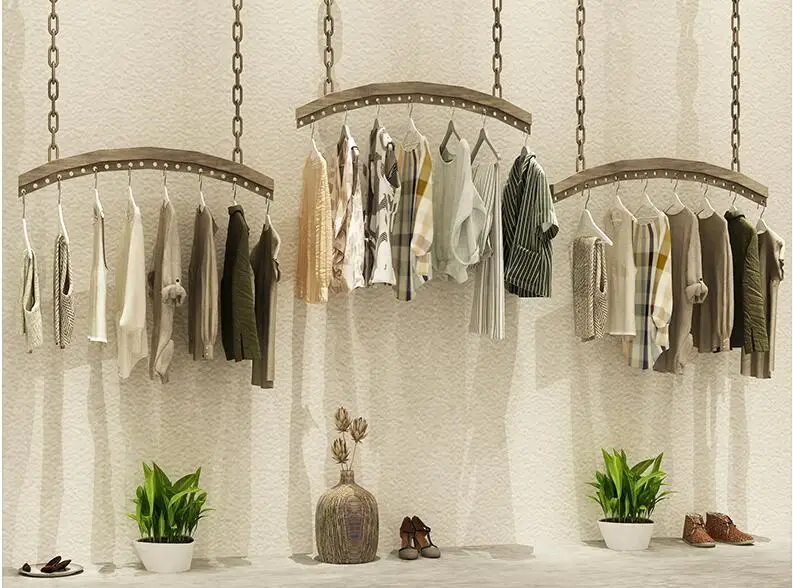 Вешалка для украшения женского магазина одежды простая потолочная вешалка в
