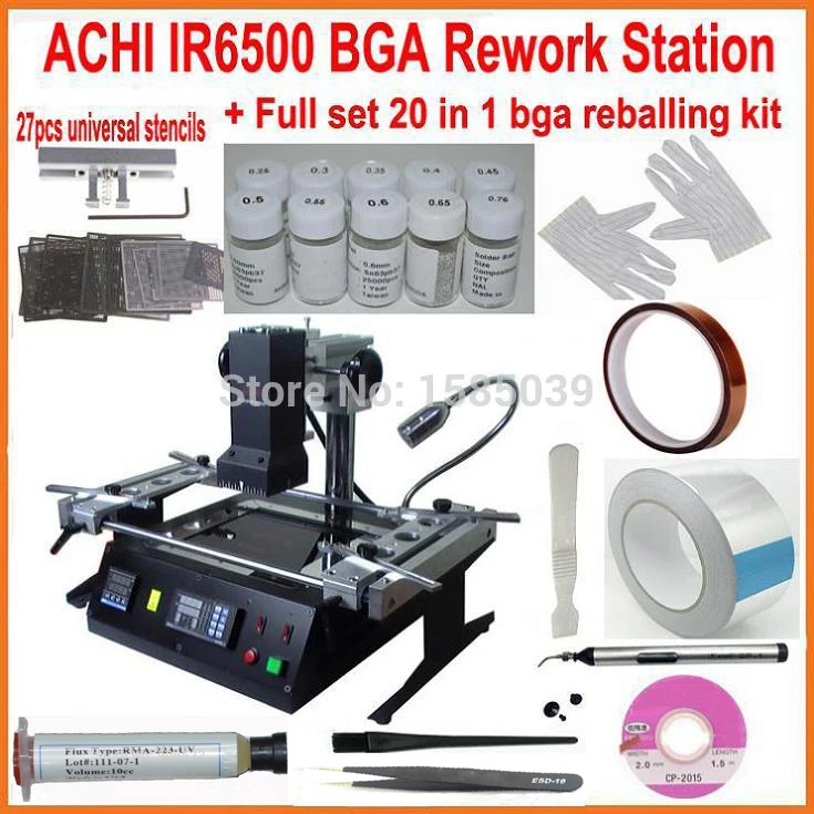 2015 Новый полный набор ACHI IR6500 Инфракрасная паяльная станция BGA + 20 в 1 bga Набор для
