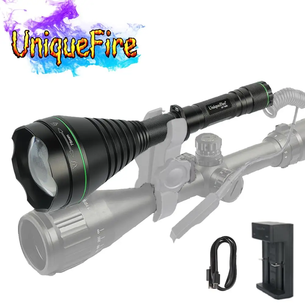 Фонарь светодиодный UniqueFire 1508 T75 выпуклая линза 75 мм с двумя слотами USB|torche led|torch