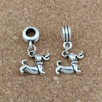 20pcs lots zinc alloy dachshund dog alloy dangle charm beads fit bracelet jewelry diy 12 5x26 5mm a 438a
