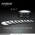 Набор фильтров Andoer UV + CPL + Close-Up + 4 + Star8-Point, набор круговых фильтров для макросъемки, с сумкой, для цифровых зеркальных камер Nikon, Canon, с объективом 55 мм