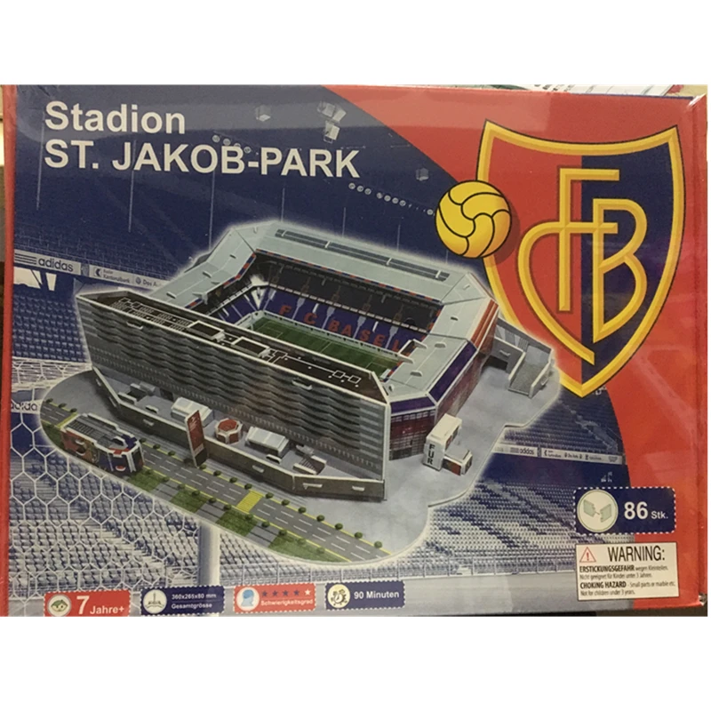Классические головоломки модели. Jakob-парк станция FC Basel 1893 RU футбольная игра стадионы DIY кирпичные игрушки весы наборы бумажные соревнования
