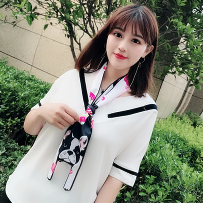 Французский Бульдог Дизайн милый волос шарф для женщин супер качество мода шеи