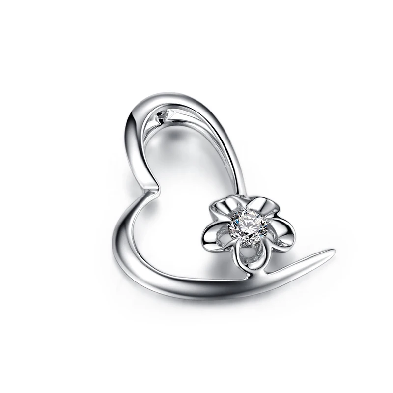 ZOCAI СЕРДЦЕ ОТРАЖЕНИЕ 18 К White Gold 0.03 ct CERTIFIED H/SI Алмазный кулон с 925 Серебряная цепочка Цепочки и ожерелья d00006