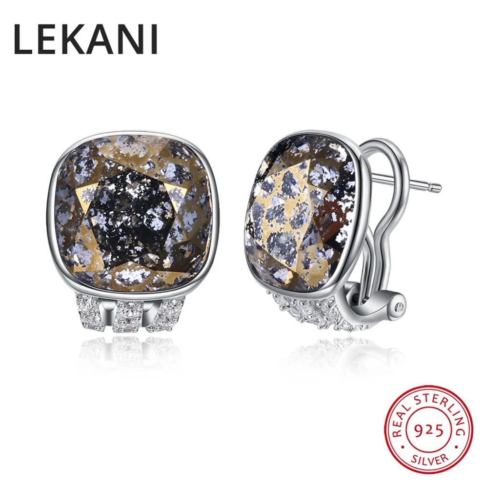 Новые трендовые серьги-гвоздики LEKANI с кристаллами SWAROVSKI в форме кубика для
