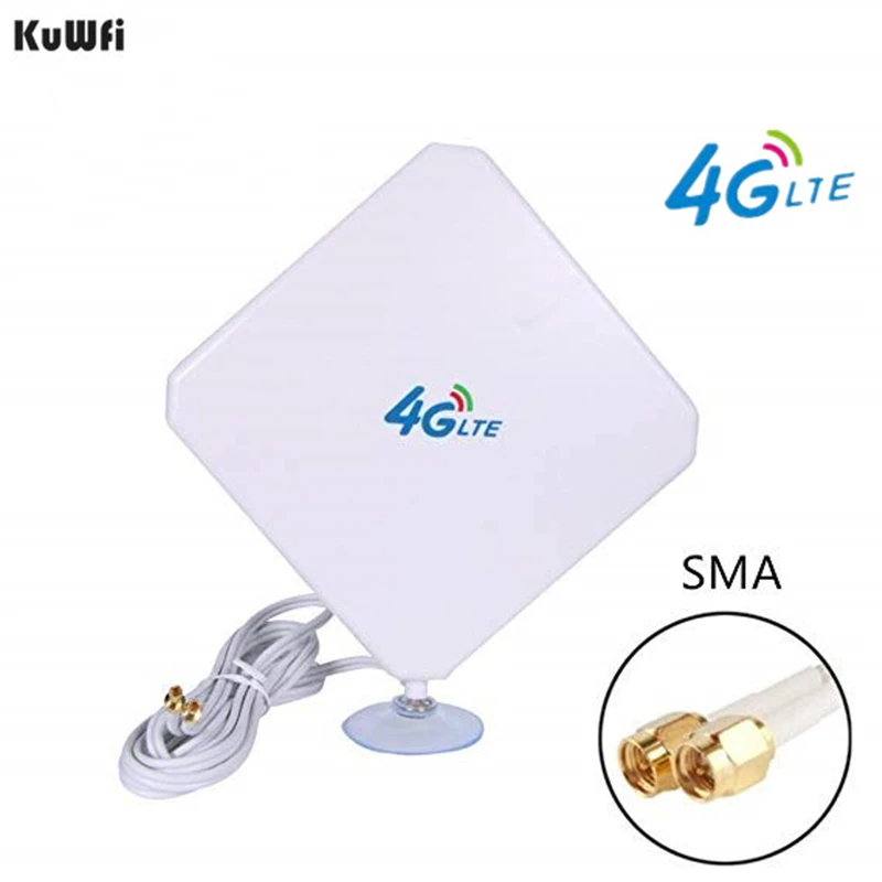 

KuWFi 4G LTE Antenna 35dBi SMA Connector Long Range Network with SMA Male C for 4G Modem/Router/Hotspot with Suction Cup