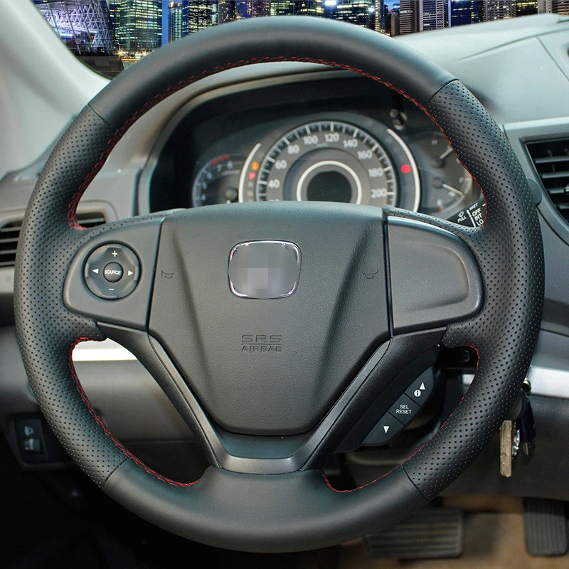BANNIS сшитый вручную черный кожаный чехол на руль для Honda CRV 2012 2014|Чехлы руль| |