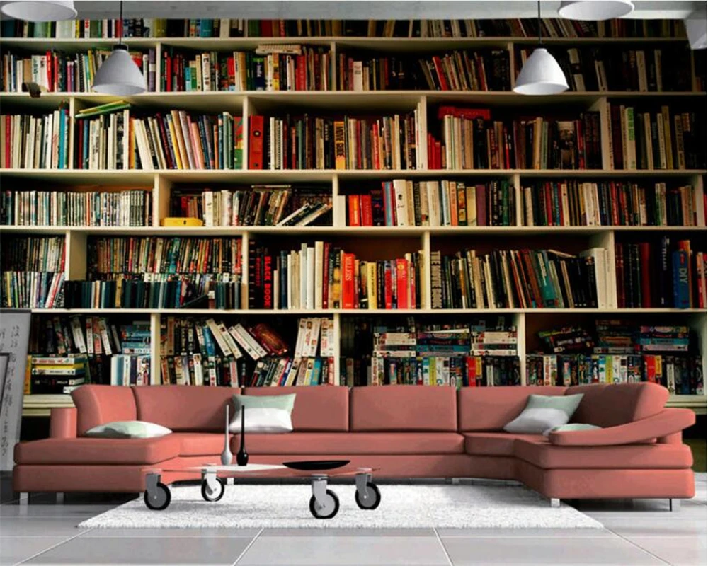 3D обои для интерьера книжный шкаф фон фрески гостиная спальня ТВ фотообои стен 3