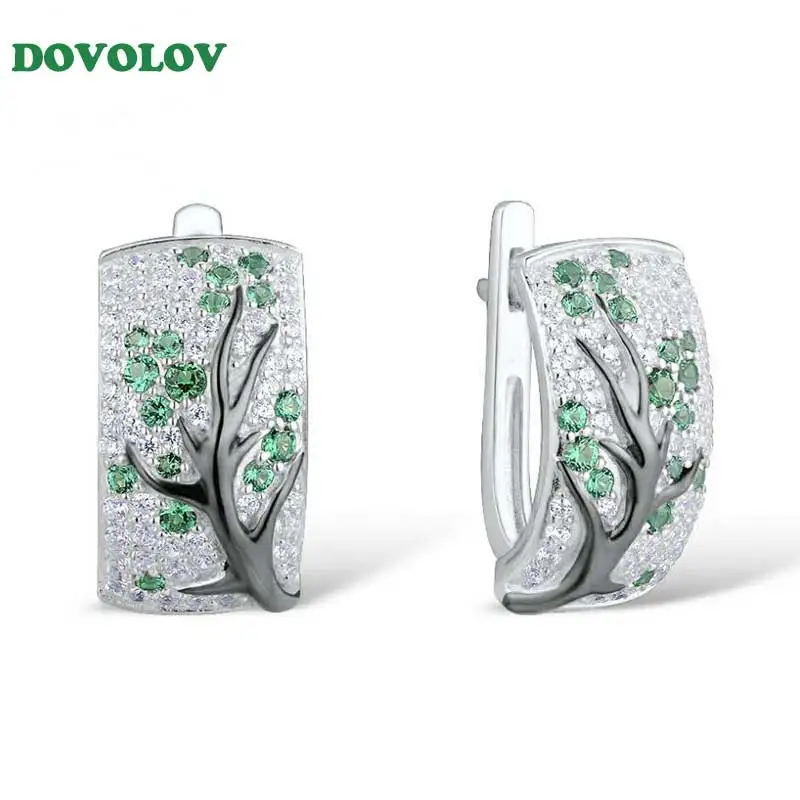 Dovolov Новая мода Лучшие друзья u-образные серьги-гвоздики для женщин 2 цвета кубический циркон цветы серьги в виде дерева для девочек D3