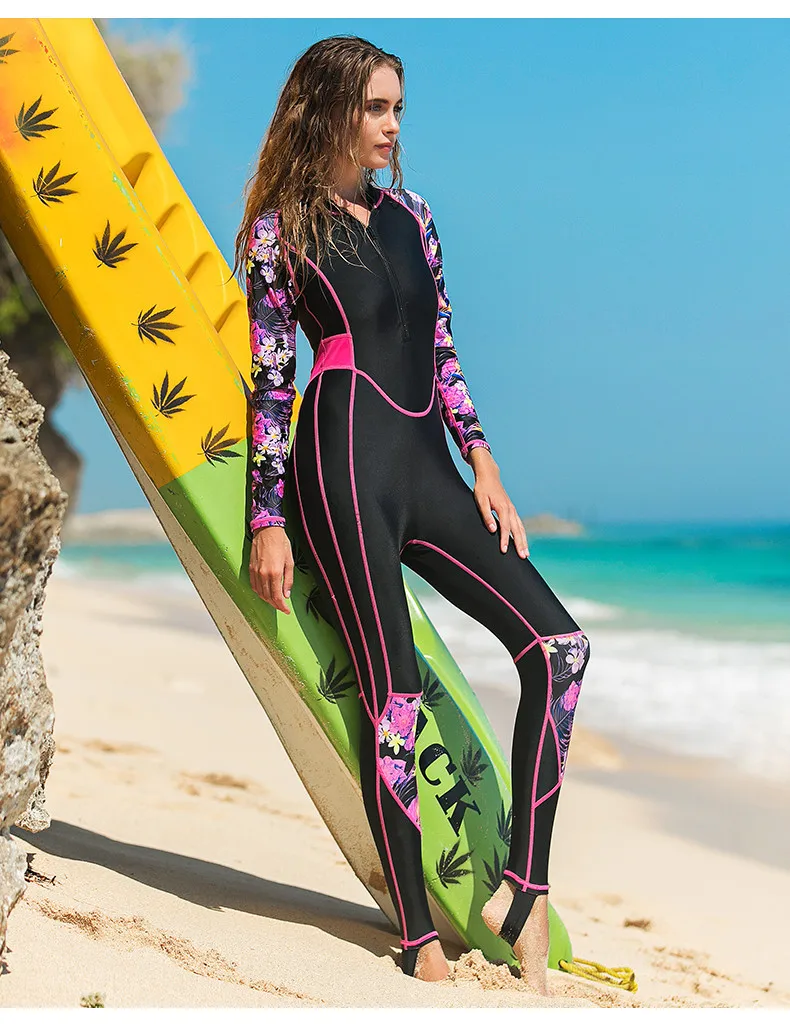 Цветочный принт спереди молния rashguards женский купальник цельный женский Wetsutis с длинным рукавом парусные серфинговые купальники EO