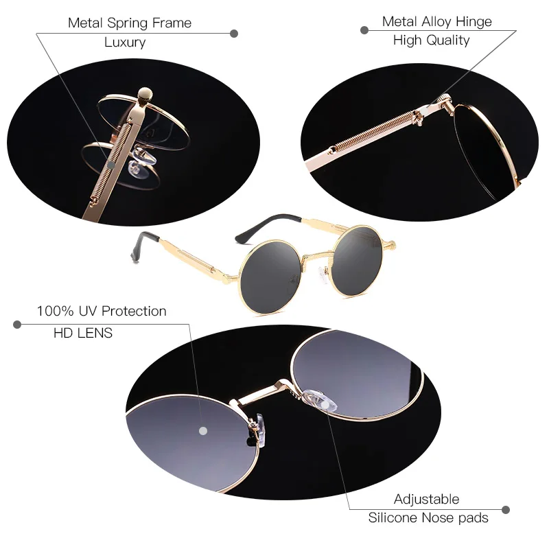 Солнечный луч Мода 2019 Металл Весна Круглый Солнцезащитные очки для женщин мужчин