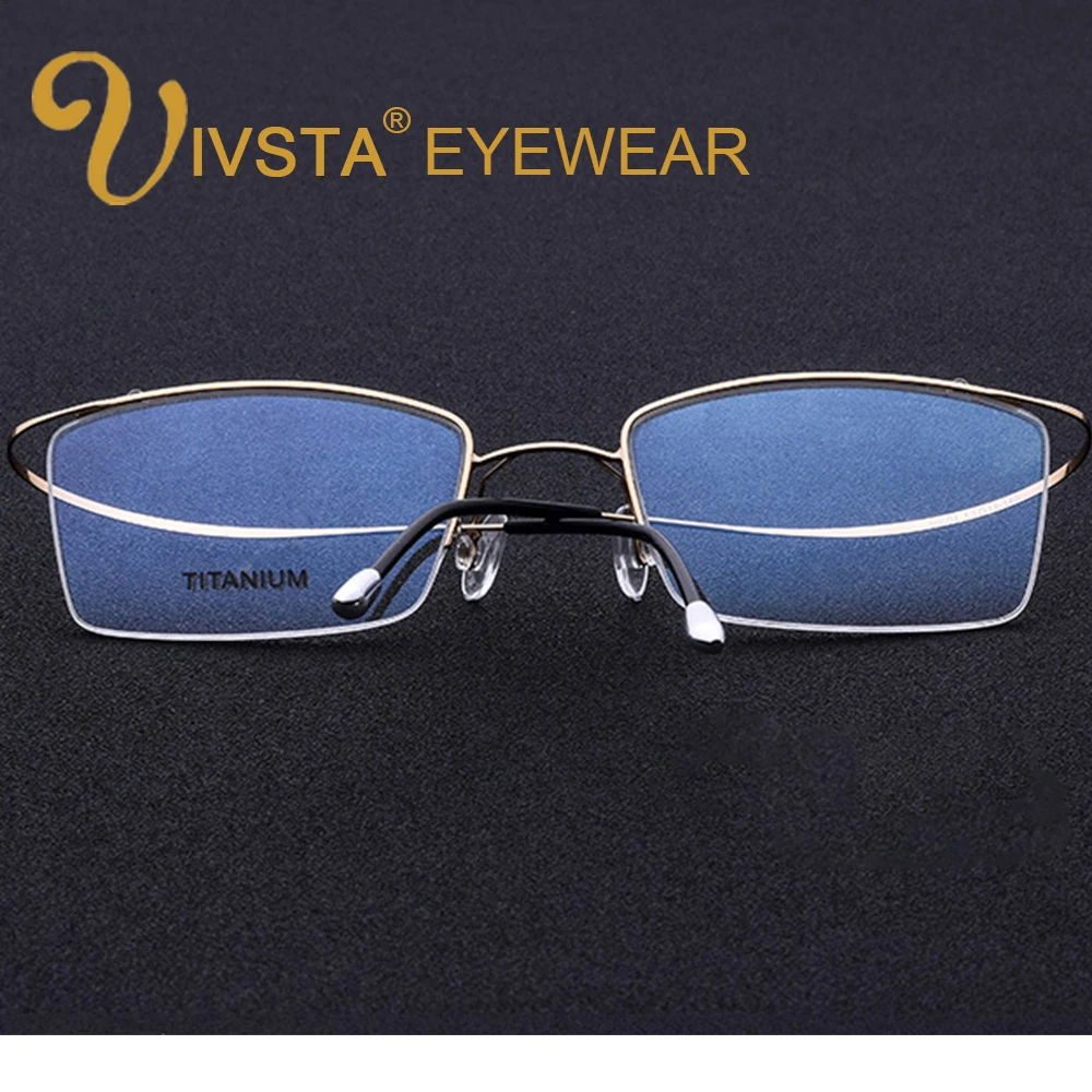 

IVSTA Titanium Glasses Men Memory Eyeglasses Optical Frame Spectacle Eyewear Women Prescription Reading Myopia Semi-Rim Brand