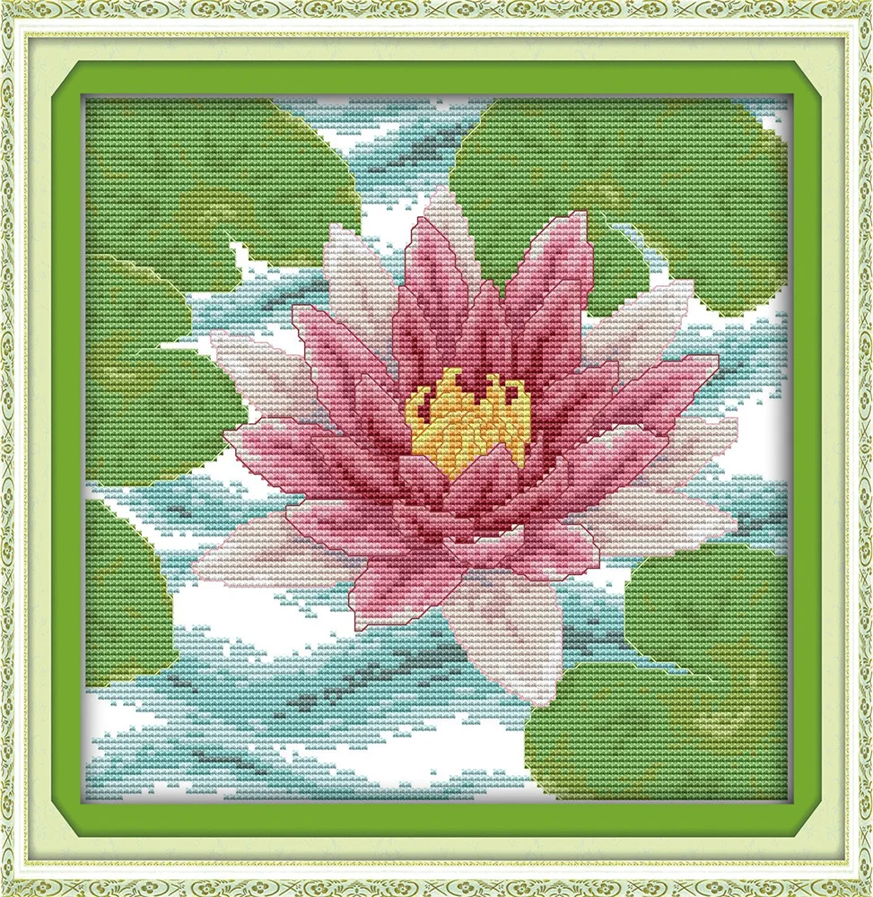 Набор для вышивки крестиком Lotus из розовых цветов DMC 14/11 шт. с принтом сделай