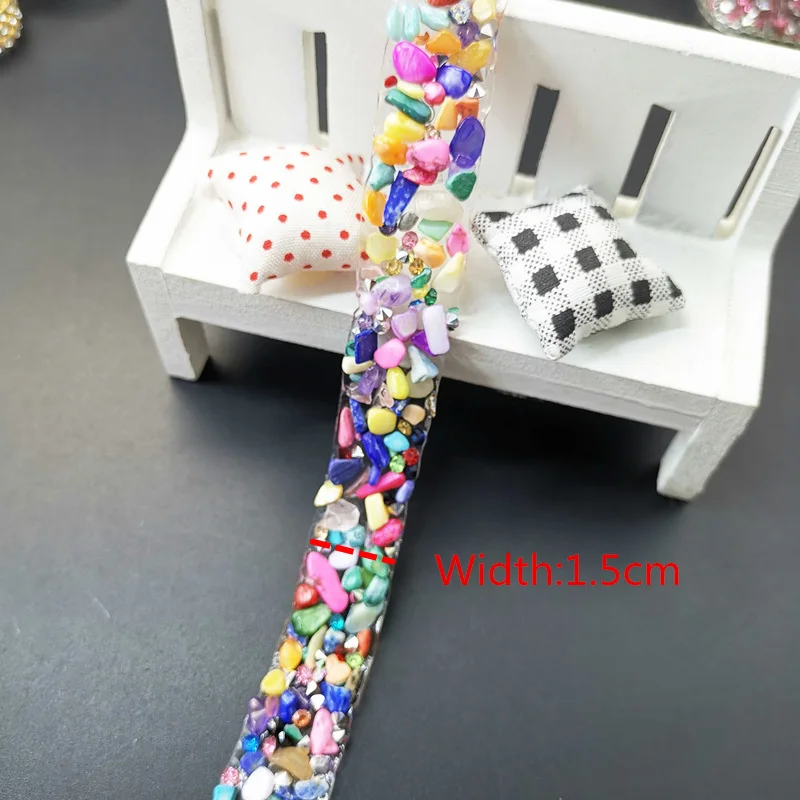 Colorful 1.5cm Много цветов Стразы, Кристалл Серебряные стразы отделка ожерелье со стразами лента из страз ming самодельная цепочка - Цвет: Colorful 1.5cm