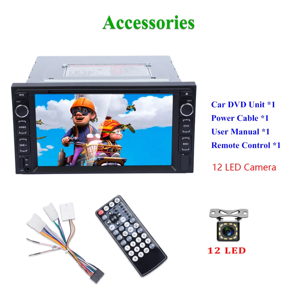 With 12 LED Camera Hikity 2 din автомагнитола " HD стерео ISO/Android Зеркало Ссылка автомобильный dvd-плеер Поддержка рулевого колеса дистанционного управления и резервная камера - Цвет: With 12 LED Camera