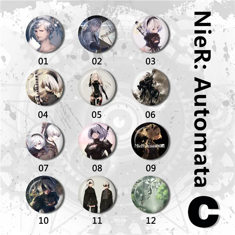 12 шт./лот NieR: Automata игрушечная брошь значок NieR игрушечные булавки 58 мм 75 мм|Игровые
