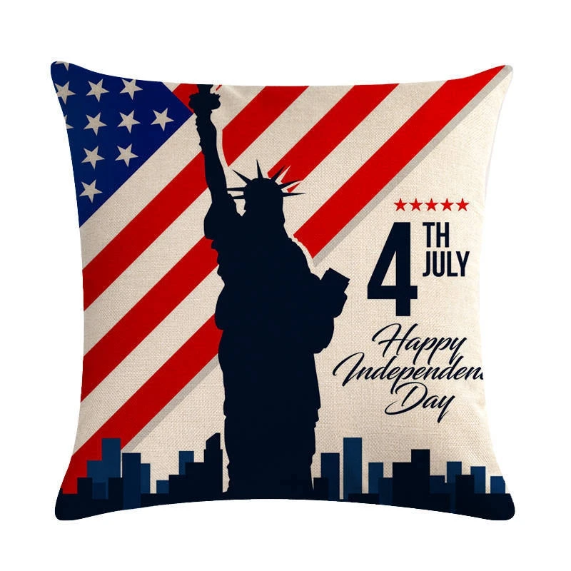 American Style Decorative Cushion Covers Vintage Retro Independence Day Throw Pillow Cover Pillowcases For Sofa Chair Home Decor | Дом и сад