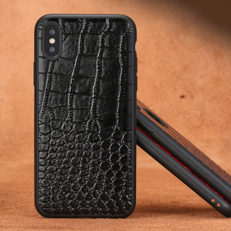 Business high-end leather cowhide lizard all-inclusive soft shell For iphone x phone case |