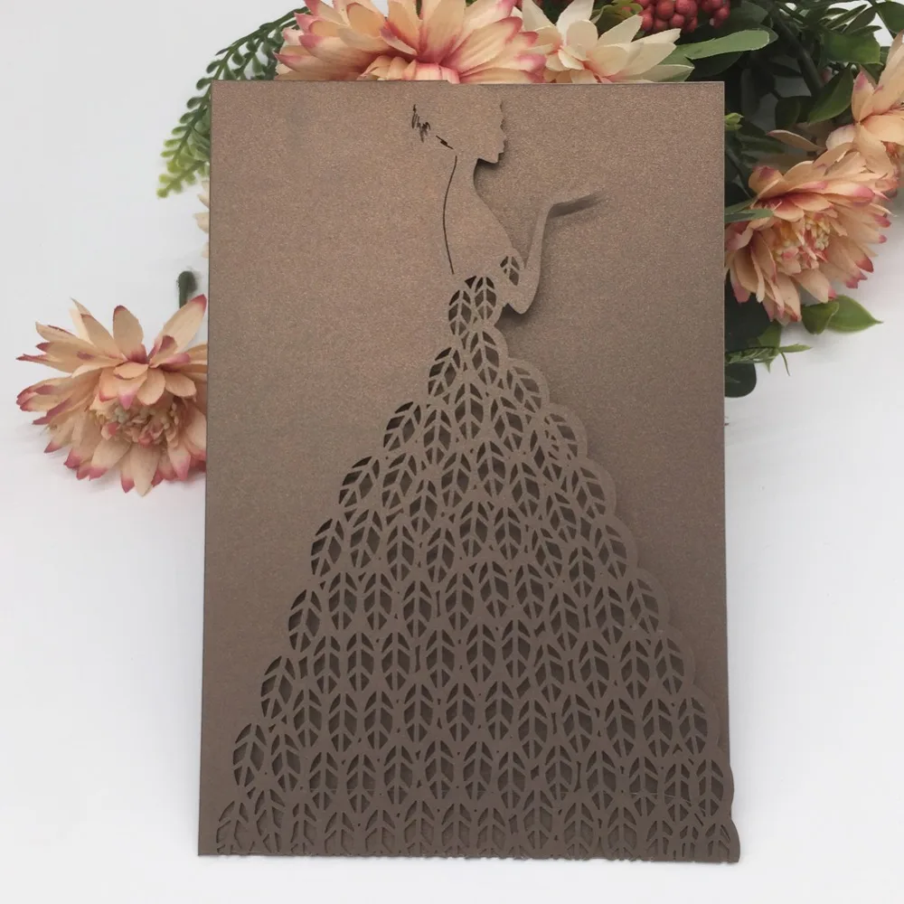 

50pcs/lot Elegant Beauty Pearl Paper Card For Wedding Invitations Wedding Birthday Party Invitations Greeting Card