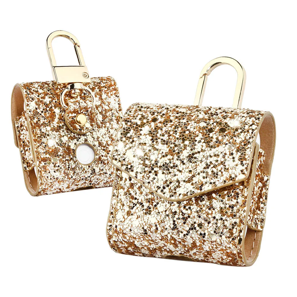 Чехол для наушников AirPods кожаный чехол с магнитной застежкой и блестящим чехлом