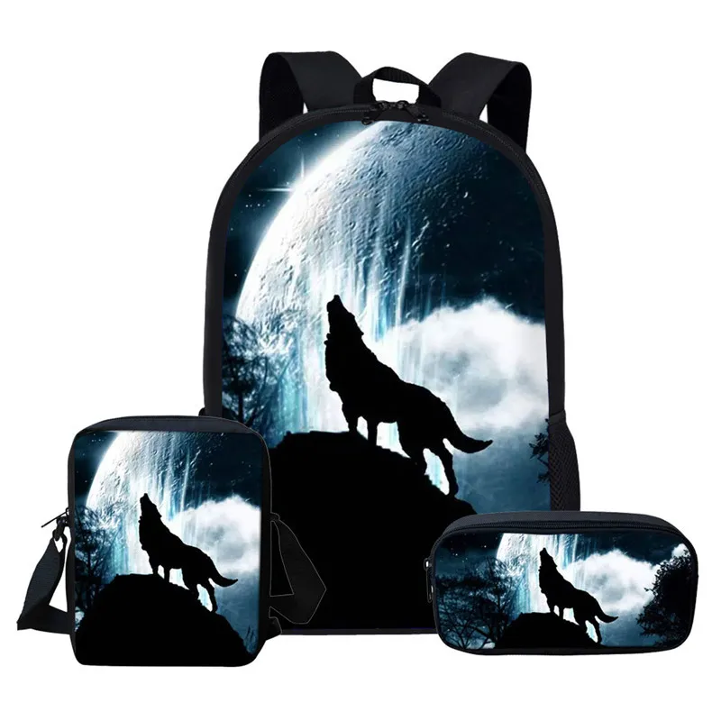Школьный рюкзак THIKIN Cool Moon Wolf для детей и подростков книг путешествий 3