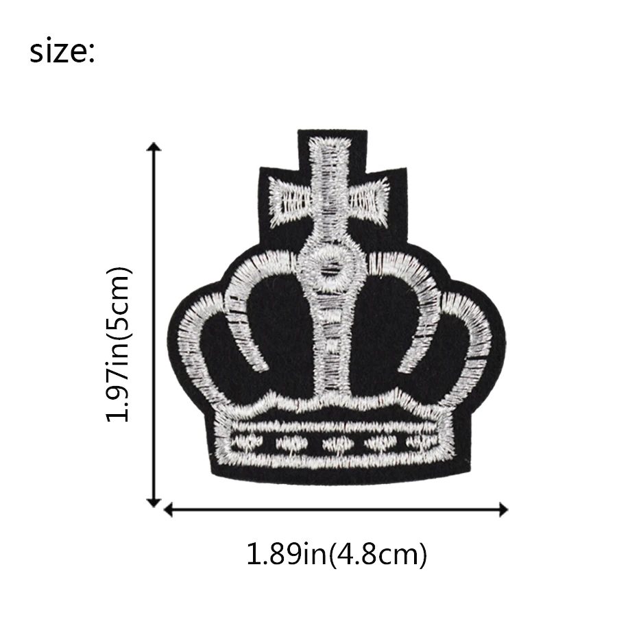 10 шт. нашивки для одежды в виде короны черно-белая вышитая аппликация