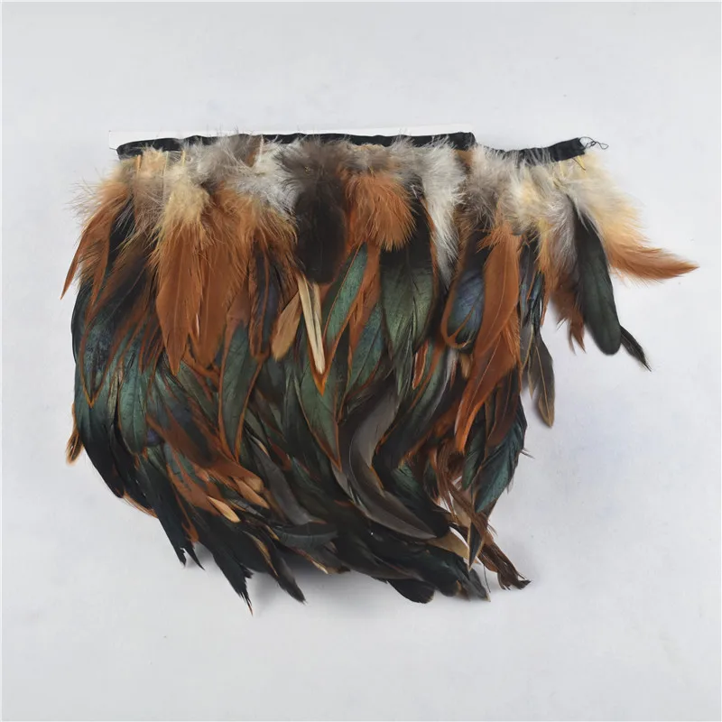 1yards long high quality Natural color Rooster Trims Feather Fringe Dyed with Satin Ribbon Tape for skirt feathers crafts | Дом и сад