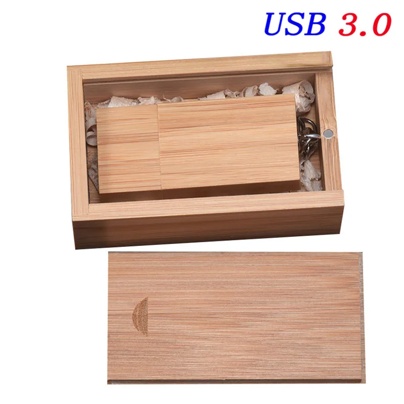JASTER USB 3,0 5-цветная квадратная деревянная и бамбуковая usb+ цепь+ нажимная коробка USB флэш-накопитель 4 ГБ 8 ГБ 16 ГБ 32 ГБ 64 ГБ диск памяти - Цвет: Carbonized bamboo