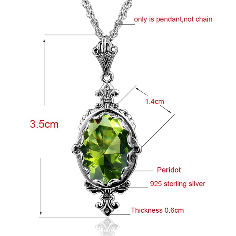 Ожерелье женское из серебра 925 пробы с подвесками|real 925|peridot pendant925 sterling silver pendant |