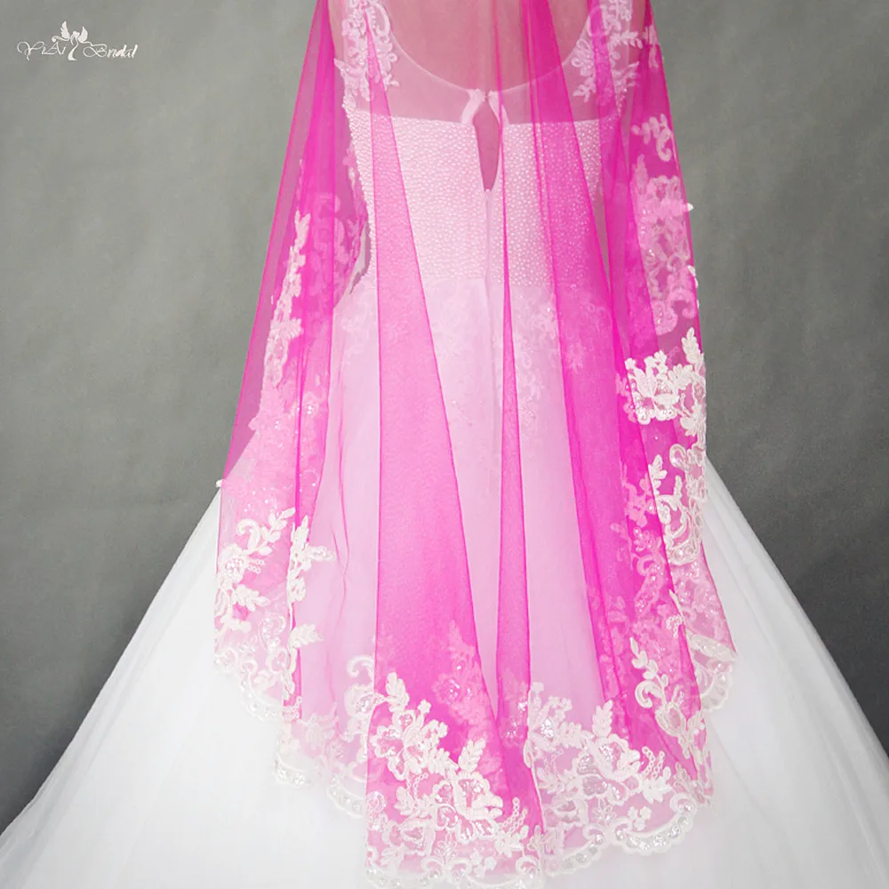 Короткая цветная свадебная фата с кружевными краями RSV4|colored bridal veils|bridal veilveil |