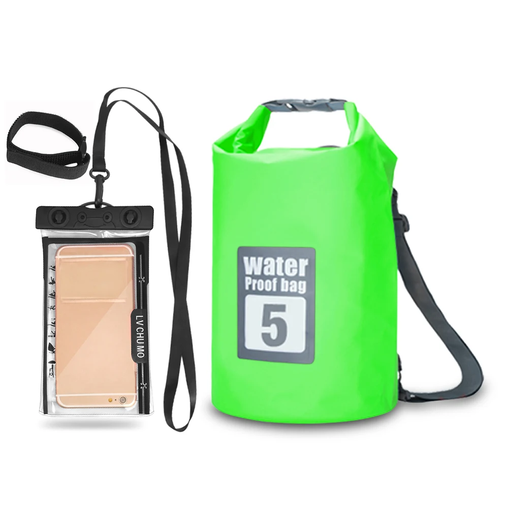 5L 5L/10L/15L/20L Открытый Водонепроницаемый Сухой Рюкзак рулон-топ плавающая сумка с 6,3 ''водонепроницаемый чехол для телефона для каякинга рафтинг - Цвет: 5L
