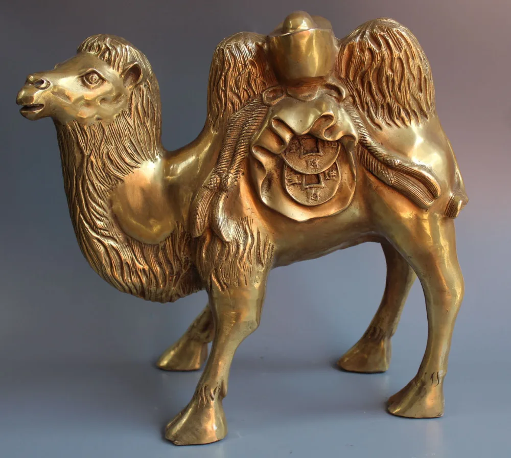 Фэншуй латунь богатство деньги благоприятная пустыня верблюд статуя лама | Дом и