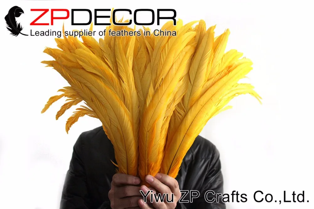 ZPDECOR 100 шт./лот 35 40 см (14 16 дюймов) ручная работа Золотой Петух Coque хвост перья для