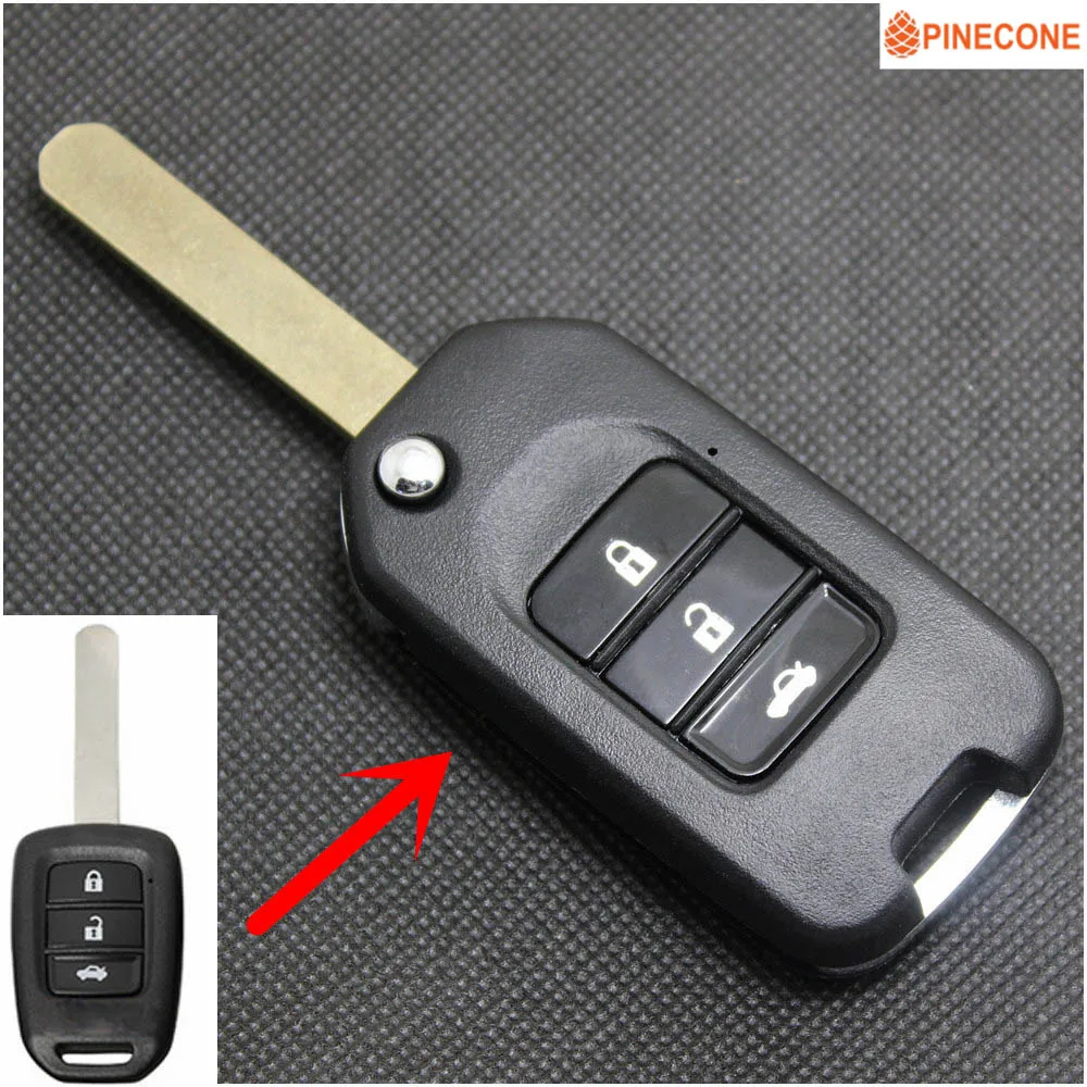 

PINECONE for HONDA JAZZ GREIZ CIVIC XRV VEZEL CITY Key Car Key Case Styling 3 Button HON66 Blade Remote Car Key Shell 1 PC