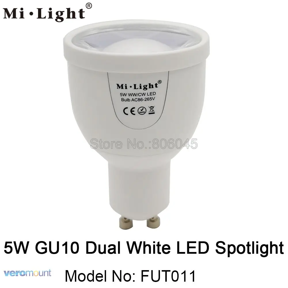 AC85-265V Milight GU10 5 Вт Регулируемая Цветовая температура двойной белый(CW/WW) CCT светодиодный светильник FUT011 2,4G беспроводной пульт дистанционного управления WiFi - Испускаемый цвет: 1pc Bulb Only
