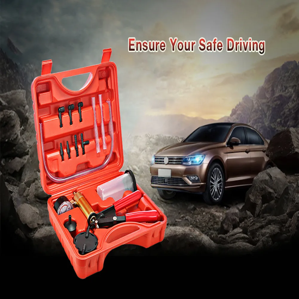 High Quality Car Auto Hand Held Vacuum Pistol Pump Brake Bleeder Adaptor Fluid Reservoir Tester Kit 2 in 1 Tool Set|in 1|car hand tools kittester
