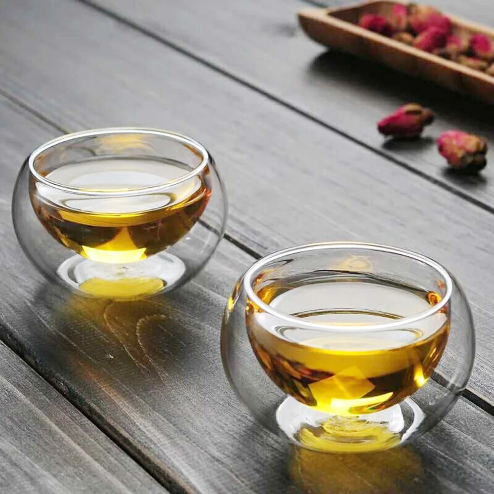 Чайные чашки Kungfu стеклянная чашка маленькие двухслойные Стеклянные кухонные