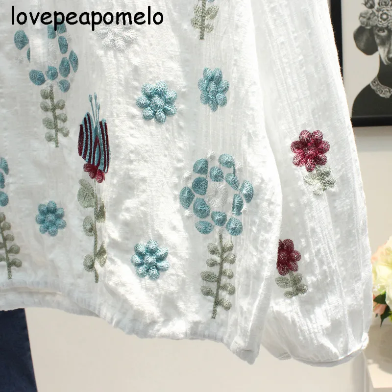 Женская рубашка с цветочной вышивкой Свободный пуловер большого размера