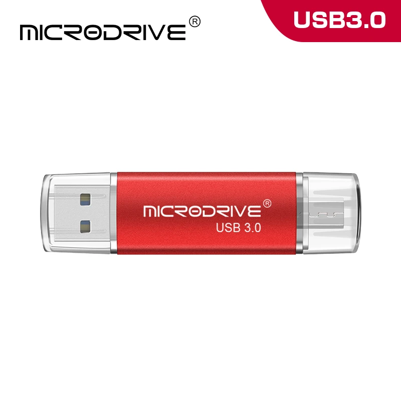 Красный Высокоскоростной флеш-накопитель USB 3,0, 128 ГБ, 64 ГБ, 32 ГБ, 16 ГБ, OTG, USB флеш-накопитель, usb флешка, металлическая ручка-накопитель для смартфонов на Android, cle usb - Цвет: Красный