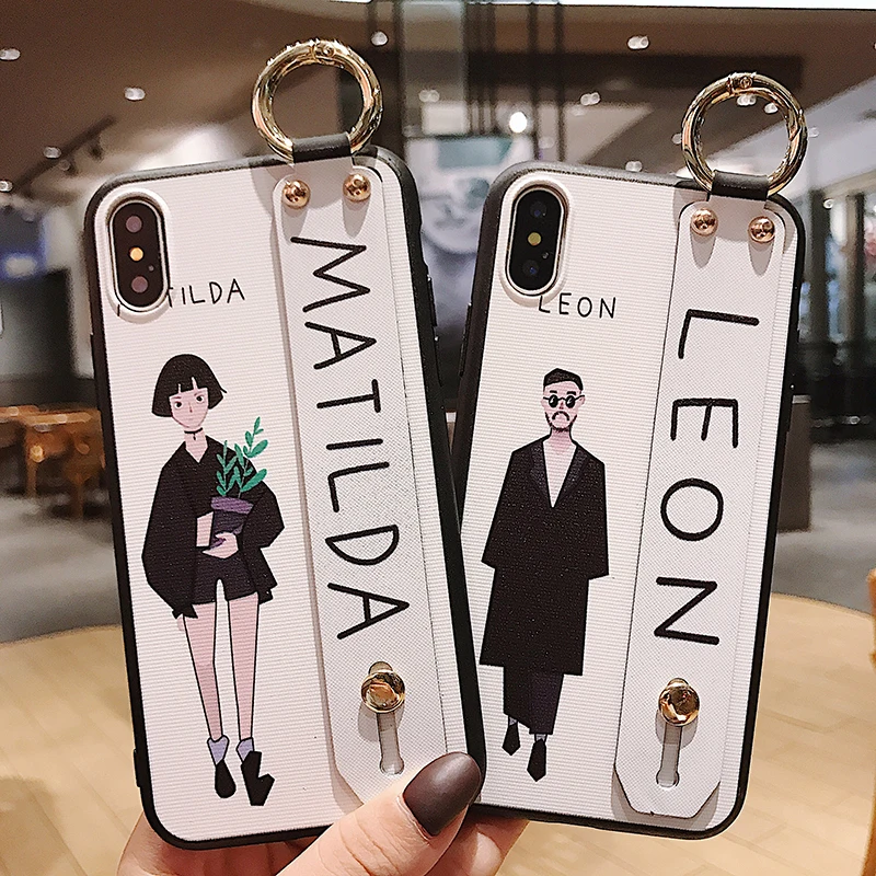 Чехол для телефона s для iphone 11Pro X XR XS Max ремешок на запястье подставка Leon girl Мягкий чехол из ТПУ для iphone 11 6 6S 7 8 Plus задний чехол s