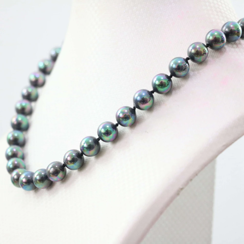 Черные радужные круглые бусины из натуральной ракушки 8 мм 10 подвески для женщин