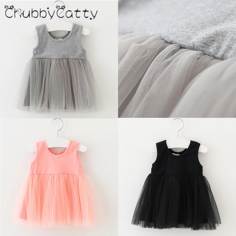ChubbyCatty детская одежда платья для девочек Короткие повседневные хлопок сетки мини