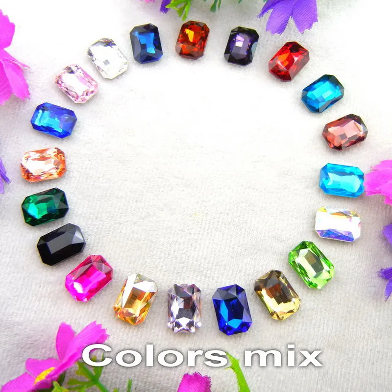 A26 Colors mix Стеклянный кристалл 4*6 мм 6*8 мм 8*10 мм 10*14 мм 13*18 мм 18*25 мм 18*27 мм цвета прямоугольной формы клей на кристаллы бусины со стразами сделай сам - Цвет: A26 Colors mix