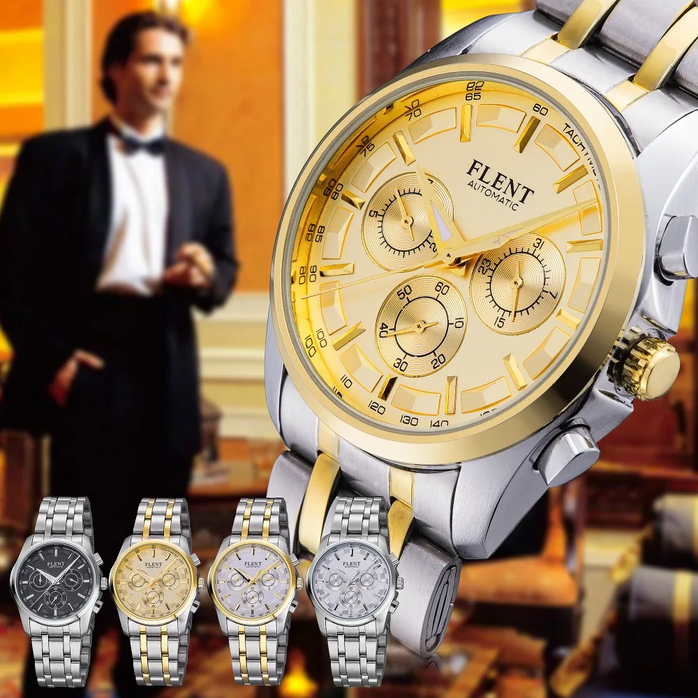 Мужские Аналоговые часы с автоматической датой и автоподзаводом браслет из