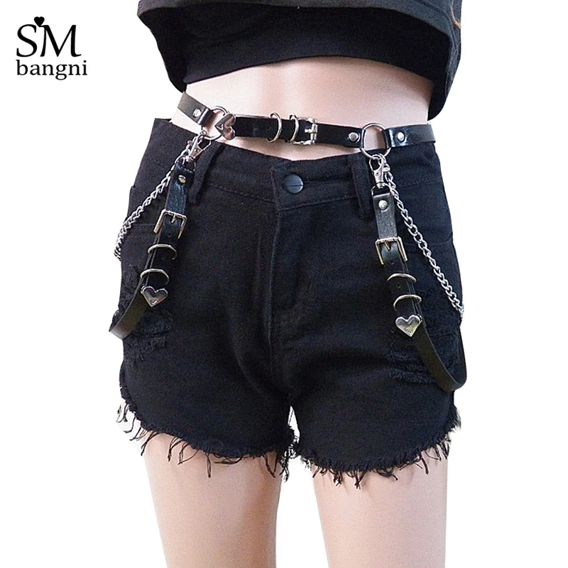 Искусственная кожа Сексуальная Женская мини-юбка с поясом готический панк-рок