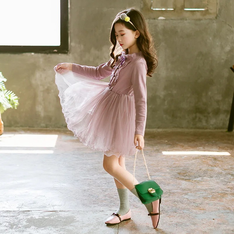 New 2019 Teen Girls Dresses for Party and Wedding Long Sleeves Lace Princess Clothes Birthday Costumes Children Clothing | Детская