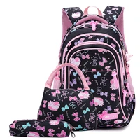3 in 1 girls backpack mochila children school bags princess bag cute bow print primary school backpacks kids bookbag 2020 new